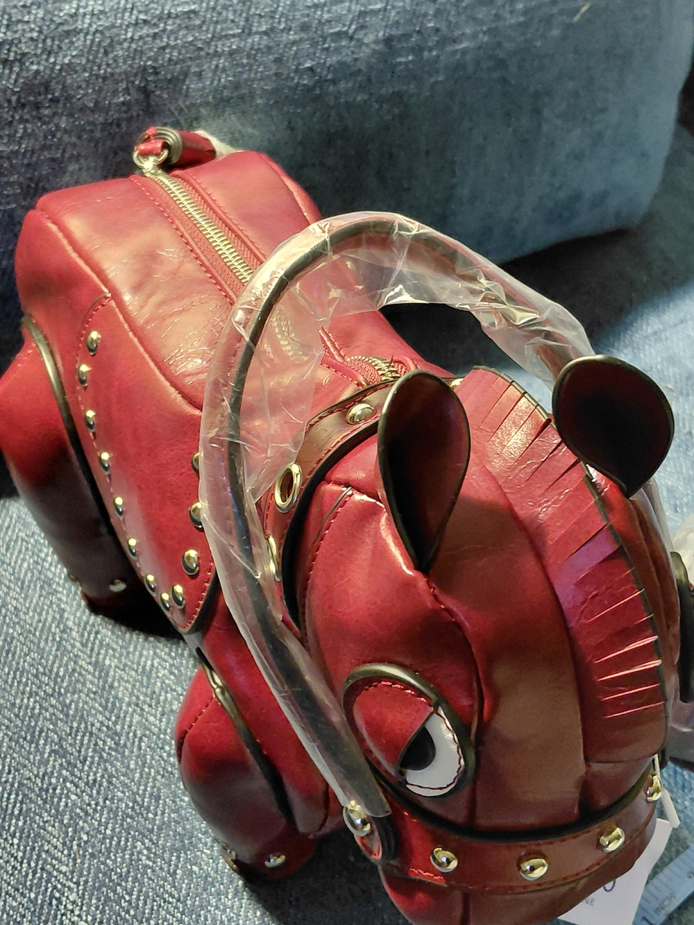 Red Novelty Horse Shaped Women's Crossbody Bag Made Of LEATHER - Picture 6 of 7